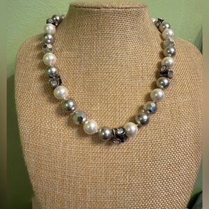 Elegant Silver and White Pearl Necklace